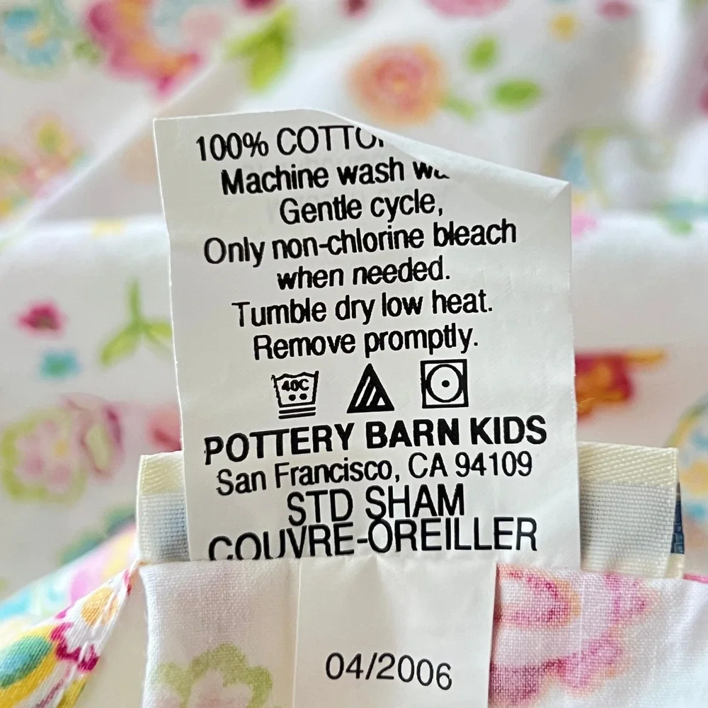 Vtg. Pottery Barn Kids Queen Sheet Set Cotton Floral Paisley Garden Party USA